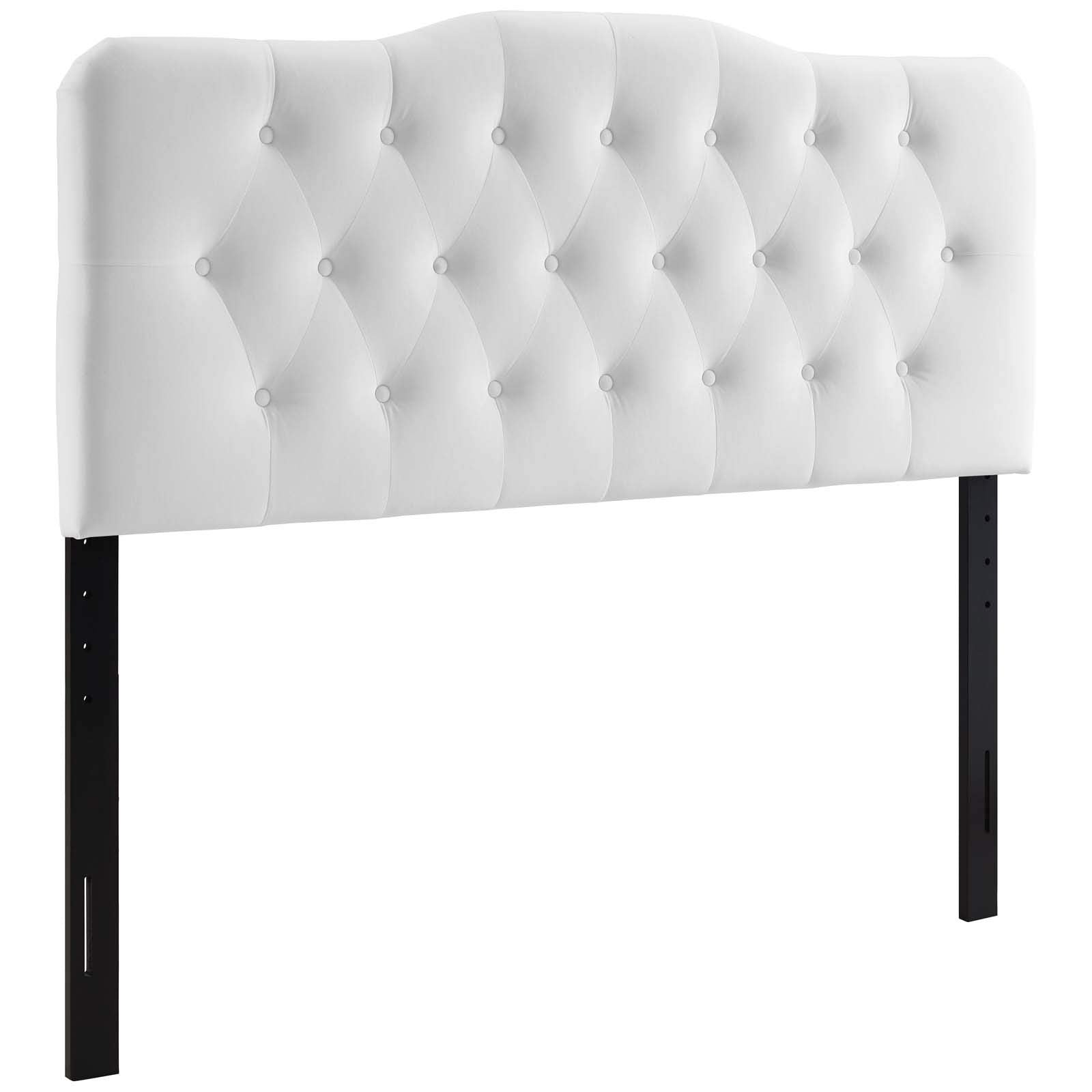 Modway Annabel White Velvet Full Headboard - Diamond Tufted Design for Stylish Bedroom Decor
